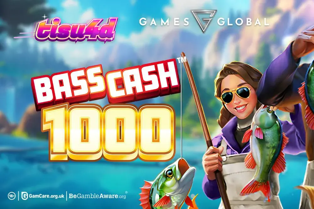 Tampilan visual slot Bass Cash 1000 dengan tema memancing yang cerah